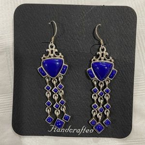 New w/ Tags Sterling Silver and Lapis Lazuli Chandelier Earrings